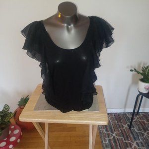 H&M Black Sleeveless Blouse with Ruffles